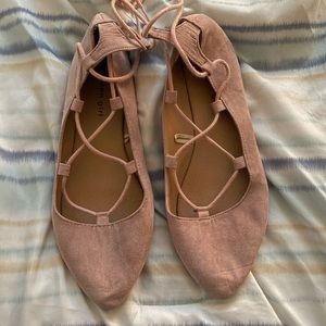 Blush pink tie flats